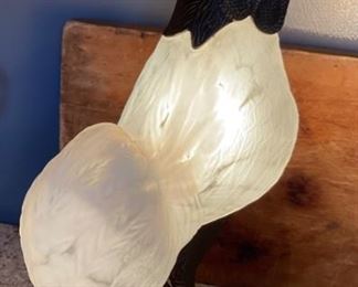 Tin Chi 1997 Andrea by Sadek Rooster Lamp Glass and Bronze chicken rooster light 15x9x5in