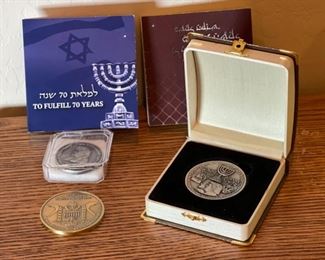 3pc Israel President Donald Trump Temple Coin set Jerusalem Israel Largest: 50mm
