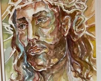 *Original* Art Jesus Coleen Takemoto Watercolor Painting 16x13in