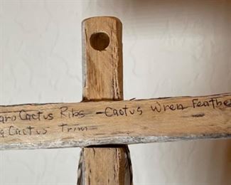 Artist Made Cross Crucifix Saguaro/Cactus Wren Feathers/Cholla 10x6in
