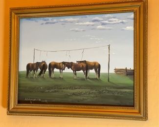 *Original* Art 5 Horses Painting 14x18