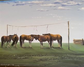 *Original* Art 5 Horses Painting 14x18