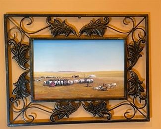 *Original* Art J. Javkhlan Metal Frame Painting 17x22