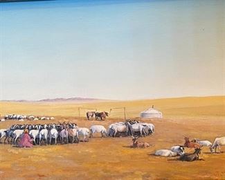 *Original* Art J. Javkhlan Metal Frame Painting 17x22