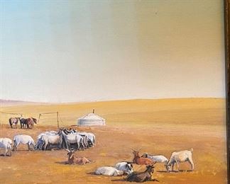 *Original* Art J. Javkhlan Metal Frame Painting 17x22