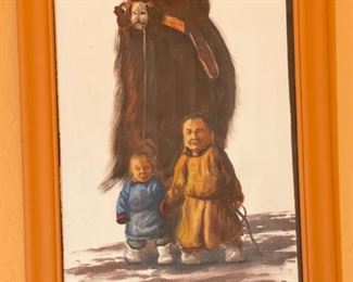*Original* Art 2 boys & Camel Painting 16.5x12.5