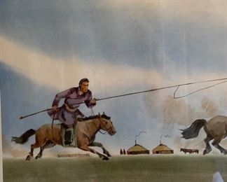 *Original* Art Running Horses Painting 16x23in