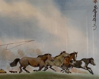 *Original* Art Running Horses Painting 16x23in