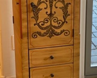 Hand Painted Jewelry Cabinet 40x16x30.5in HxWxD