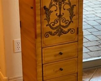 Hand Painted Jewelry Cabinet 40x16x30.5in HxWxD
