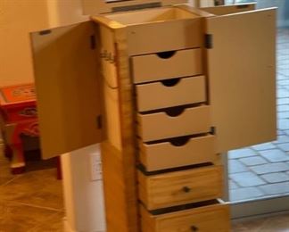 Hand Painted Jewelry Cabinet 40x16x30.5in HxWxD