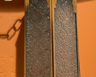 3pc Tin & Glass Hanging Candle Lanterns Largest: 17in Long