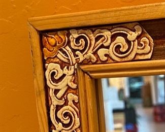 Tri-Fold Carved Frame Mirror India 26x30in