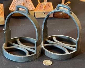 Mongolian Stirrups iron 5.5in H x 4.25in Diameter