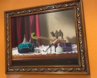*Original* Art Donald Memories of Mongolia Oil Painting Trompe l’Oeil Frame: 21x25in