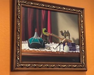 *Original* Art Donald Memories of Mongolia Oil Painting Trompe l’Oeil Frame: 21x25in