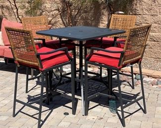 Metal Hi-Top Patio Table w/ 4 Chairs 41.5x38x38 HxWxD