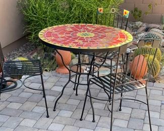 Pier 1 Tile Top Patio Table w/ 3 Chairs 31x36