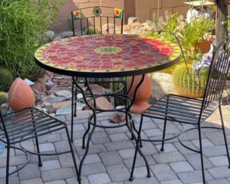 Pier 1 Tile Top Patio Table w/ 3 Chairs 31x36