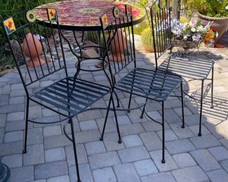 Pier 1 Tile Top Patio Table w/ 3 Chairs 31x36