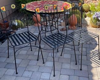 Pier 1 Tile Top Patio Table w/ 3 Chairs 31x36