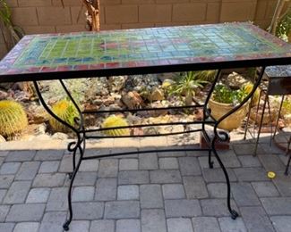 Pier 1 Tile Top Metal Frame Patio Bar Height Accent Table 37x48x24