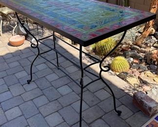 Pier 1 Tile Top Metal Frame Patio Bar Height Accent Table 37x48x24