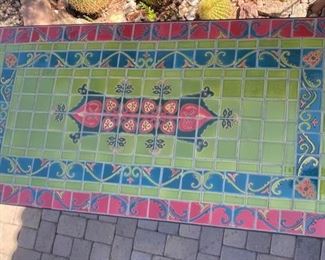 Pier 1 Tile Top Metal Frame Patio Bar Height Accent Table 37x48x24