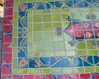 Pier 1 Tile Top Metal Frame Patio Bar Height Accent Table 37x48x24