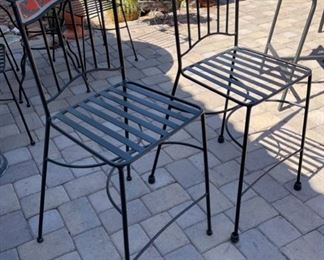 2pc Pier 1 Patio Counter Height Metal & Tile Chairs 41x15x17 seat: 24.5