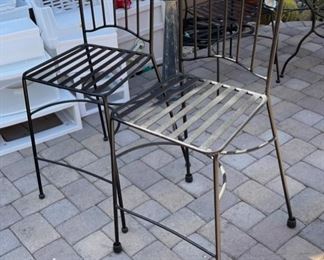 2pc Pier 1 Patio Counter Height Metal & Tile Chairs 41x15x17 seat: 24.5