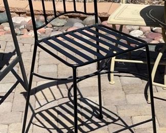 2pc Pier 1 Patio Counter Height Metal & Tile Chairs 41x15x17 seat: 24.5