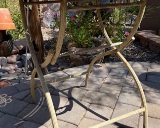 Vintage Punched Metal Folding Bistro Set Table 2 Chairs 29x26