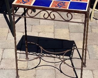Iron Tile Top Kokopelli Patio Sm Accent Table 23 x 18 x 9 1/2 HxWxD