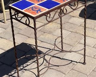 Iron Tile Top Kokopelli Patio Sm Accent Table 23 x 18 x 9 1/2 HxWxD