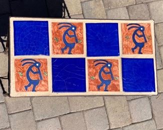 Iron Tile Top Kokopelli Patio Sm Accent Table 23 x 18 x 9 1/2 HxWxD