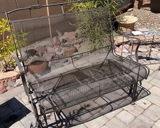 Iron Mesh Patio Rocking Chair Gliding Loveseat 36 x 42 x 27 HxWxD
