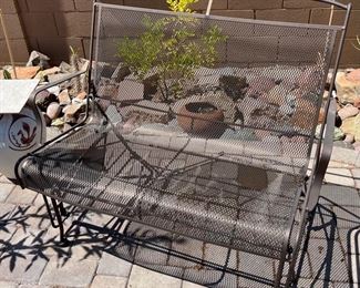 Iron Mesh Patio Rocking Chair Gliding Loveseat 36 x 42 x 27 HxWxD
