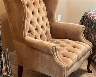 Tufted Fabric Wingback Chair 46 x 32 x 30 HxWxD