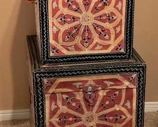 2pc World Market Jebel Trunks PAIR Large: 22 x 22 x 22 HxWxD