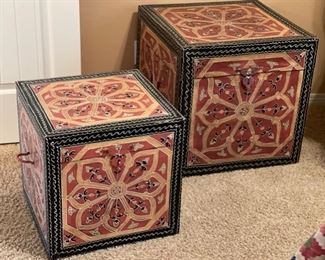 2pc World Market Jebel Trunks PAIR Large: 22 x 22 x 22 HxWxD