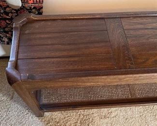 Oak & Cane Sofa Table 27x60x15in