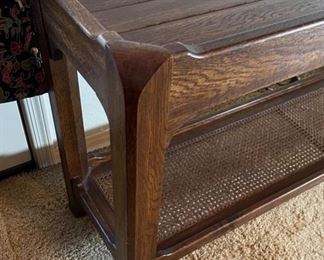 Oak & Cane Sofa Table 27x60x15in