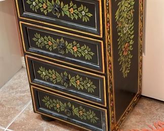 7 Drawer Hand Painted Slender Cabinet 49x16x13.5in HxWxD