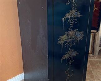 Chinese Hand Painted Lacquer Cabinet Slender Dresser	49x22x16.5in	HxWxD
