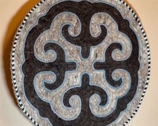 Handmade Traditional Mongolian Felt Tapestry Mat	27in Diameter	
