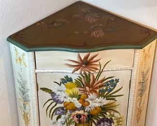 Hand Painted Corner Cabinet Floral	32x20x20in	HxWxD
