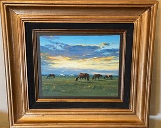 *Original* Art M Tsedv Horses on Mongolian Prairie	15.5x16.25in	
