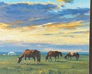 *Original* Art M Tsedv Horses on Mongolian Prairie	15.5x16.25in	
