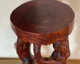 Hand Carved Figural Wood Pedestal		
